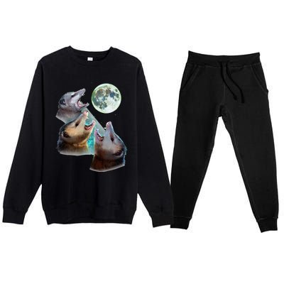 Three Opposum Moon With 3 Possums And Dead Moon Premium Crewneck Sweatsuit Set