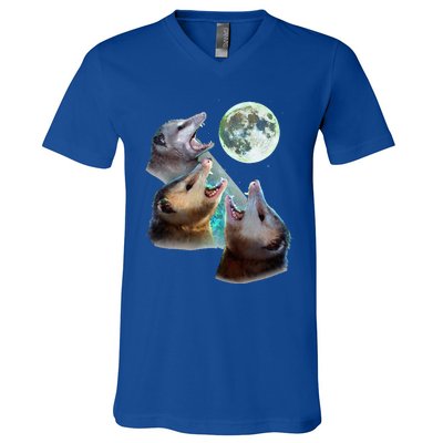 Three Opposum Moon With 3 Possums And Dead Moon V-Neck T-Shirt