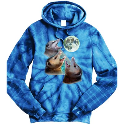 Three Opposum Moon With 3 Possums And Dead Moon Tie Dye Hoodie