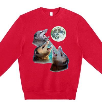 Three Opposum Moon With 3 Possums And Dead Moon Premium Crewneck Sweatshirt