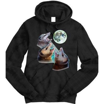 Three Opposum Moon With 3 Possums And Dead Moon Costume Tie Dye Hoodie