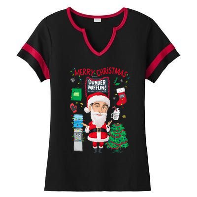 The Office Merry Christmas From Dunder Mifflin Ladies Halftime Notch Neck Tee