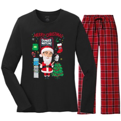 The Office Merry Christmas From Dunder Mifflin Women's Long Sleeve Flannel Pajama Set 