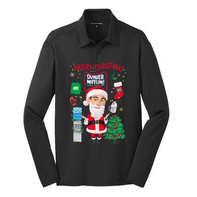 The Office Merry Christmas From Dunder Mifflin Silk Touch Performance Long Sleeve Polo