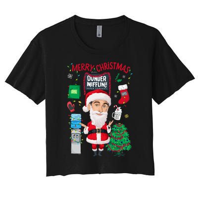 The Office Merry Christmas From Dunder Mifflin Women's Crop Top Tee