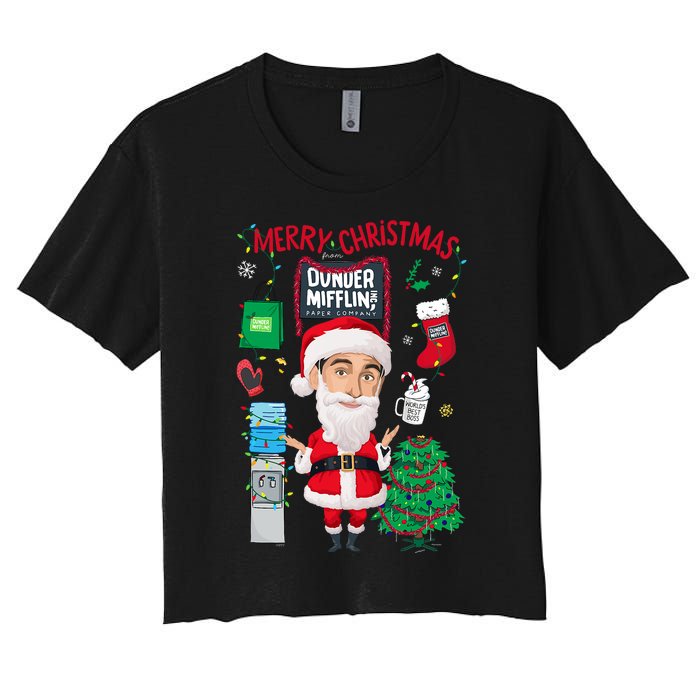 The Office Merry Christmas From Dunder Mifflin Women's Crop Top Tee