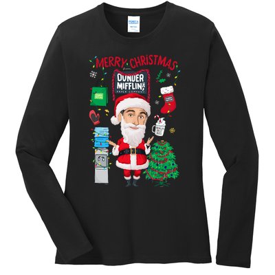 The Office Merry Christmas From Dunder Mifflin Ladies Long Sleeve Shirt