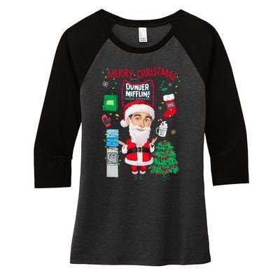 The Office Merry Christmas From Dunder Mifflin Women's Tri-Blend 3/4-Sleeve Raglan Shirt