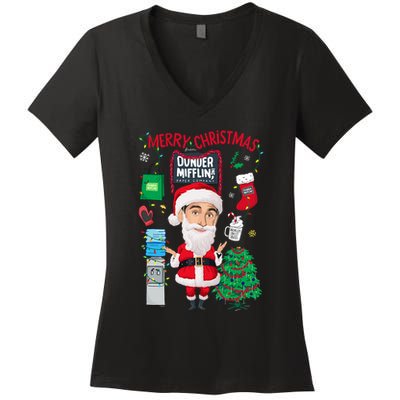 The Office Merry Christmas From Dunder Mifflin Women's V-Neck T-Shirt