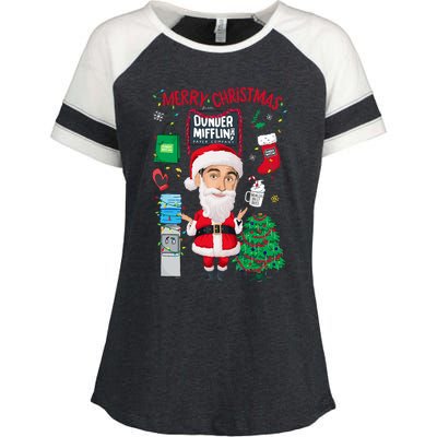 The Office Merry Christmas From Dunder Mifflin Enza Ladies Jersey Colorblock Tee