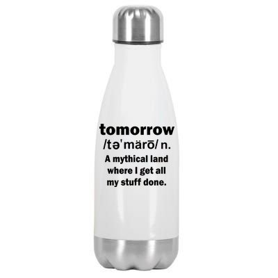 Tomorrow Definition Funny Stainless Steel Insulated Water Bottle