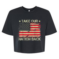 Take Our Nation Back Trump 2024 Election Pro Trump US Flag Bella+Canvas Jersey Crop Tee