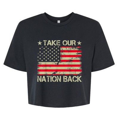 Take Our Nation Back Trump 2024 Election Pro Trump US Flag Bella+Canvas Jersey Crop Tee