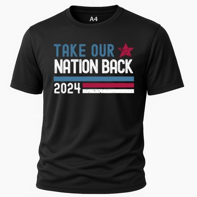 Take Our Nation Back Trump 2024 Election Pro Trump US Flag Cooling Performance Crew T-Shirt