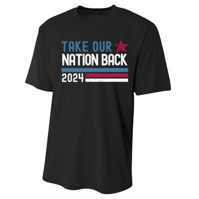 Take Our Nation Back Trump 2024 Election Pro Trump US Flag Performance Sprint T-Shirt