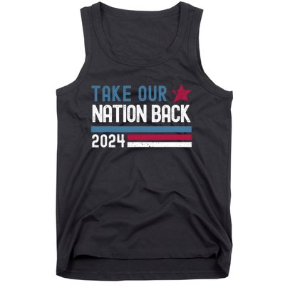 Take Our Nation Back Trump 2024 Election Pro Trump US Flag Tank Top