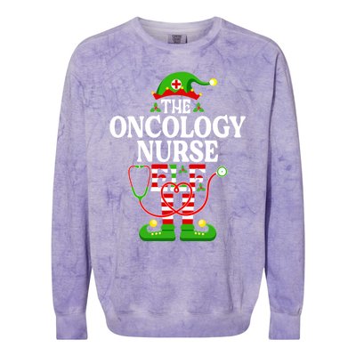 The Oncology Nurse Elf Cute Gift Funny Christmas Family Matching Gift Colorblast Crewneck Sweatshirt