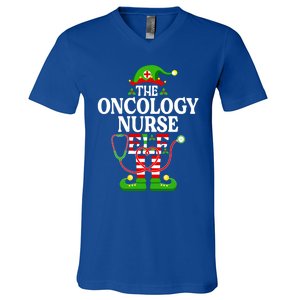 The Oncology Nurse Elf Cute Gift Funny Christmas Family Matching Gift V-Neck T-Shirt