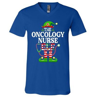 The Oncology Nurse Elf Cute Gift Funny Christmas Family Matching Gift V-Neck T-Shirt