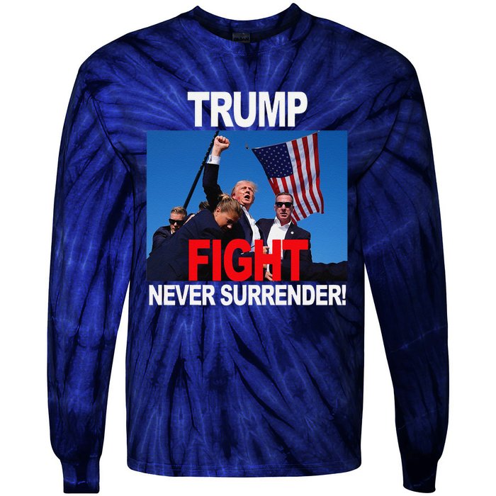 Trump One Nation Under God Trump 2024 Fight 2024 Tie-Dye Long Sleeve Shirt