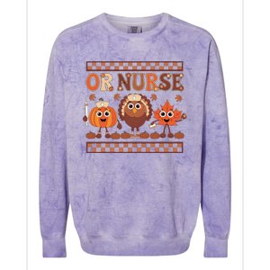 Thanksgiving Or Nurse Fall Pumpkin And Turkey Autumn Check Colorblast Crewneck Sweatshirt