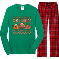 Thanksgiving Or Nurse Fall Pumpkin And Turkey Autumn Check Long Sleeve Pajama Set