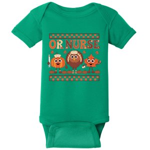 Thanksgiving Or Nurse Fall Pumpkin And Turkey Autumn Check Baby Bodysuit