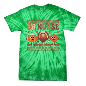 Thanksgiving Or Nurse Fall Pumpkin And Turkey Autumn Check Tie-Dye T-Shirt