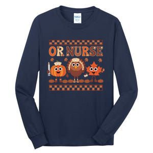 Thanksgiving Or Nurse Fall Pumpkin And Turkey Autumn Check Tall Long Sleeve T-Shirt