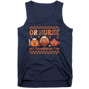 Thanksgiving Or Nurse Fall Pumpkin And Turkey Autumn Check Tank Top