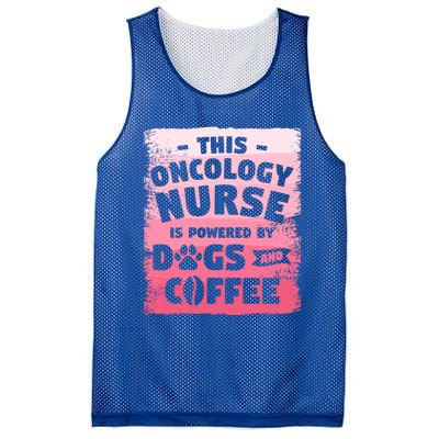 This Oncology Nurse Is Powered By Dogs And Coffee Oncologist Gift Mesh Reversible Basketball Jersey Tank