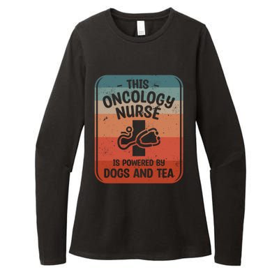 This Oncology Nurse Is Powered By Dogs And Tea Oncologist Cute Gift Womens CVC Long Sleeve Shirt