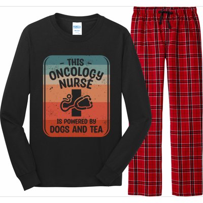 This Oncology Nurse Is Powered By Dogs And Tea Oncologist Cute Gift Long Sleeve Pajama Set