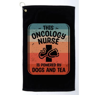 This Oncology Nurse Is Powered By Dogs And Tea Oncologist Cute Gift Golf Towel