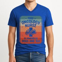 This Oncology Nurse Is Powered By Dogs And Tea Oncologist Cute Gift V-Neck T-Shirt