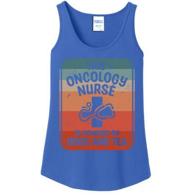 This Oncology Nurse Is Powered By Dogs And Tea Oncologist Cute Gift Ladies Essential Tank