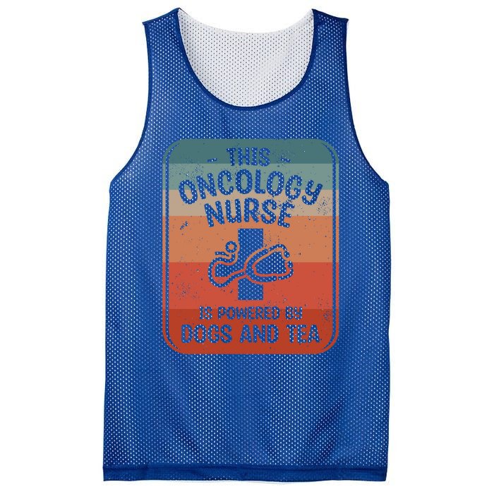 This Oncology Nurse Is Powered By Dogs And Tea Oncologist Cute Gift Mesh Reversible Basketball Jersey Tank