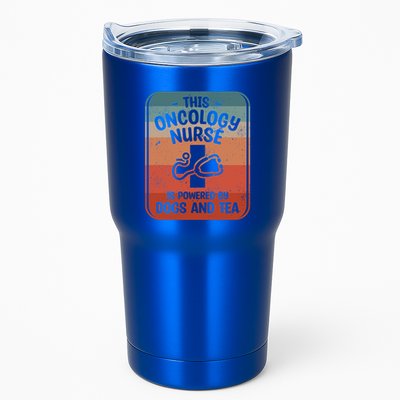 This Oncology Nurse Is Powered By Dogs And Tea Oncologist Cute Gift Tumbler