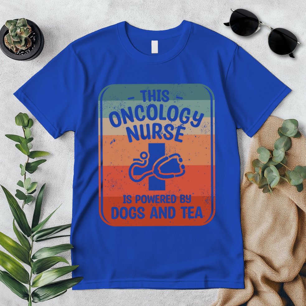 This Oncology Nurse Is Powered By Dogs And Tea Oncologist Cute Gift Premium T-Shirt