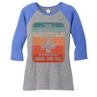 This Oncology Nurse Is Powered By Dogs And Tea Oncologist Cute Gift Women's Tri-Blend 3/4-Sleeve Raglan Shirt