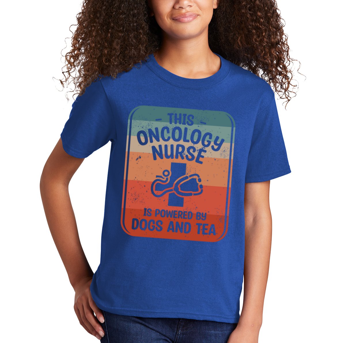 This Oncology Nurse Is Powered By Dogs And Tea Oncologist Cute Gift Kids T-Shirt