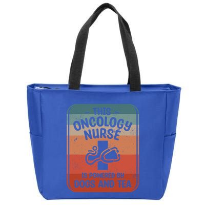 This Oncology Nurse Is Powered By Dogs And Tea Oncologist Cute Gift Zip Tote Bag