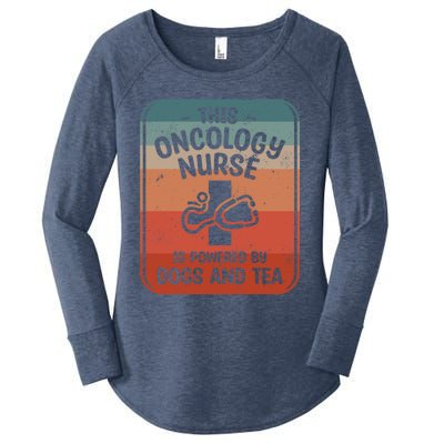 This Oncology Nurse Is Powered By Dogs And Tea Oncologist Cute Gift Women's Perfect Tri Tunic Long Sleeve Shirt