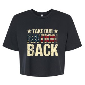 Take Our Nation Back Trump 2024 Election Pro Trump US Flag Bella+Canvas Jersey Crop Tee