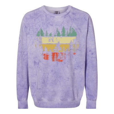 Trees Outdoors Nature Wildlife Retro Forest TShirt Colorblast Crewneck Sweatshirt