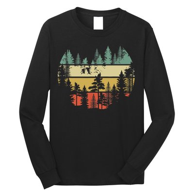 Trees Outdoors Nature Wildlife Retro Forest TShirt Long Sleeve Shirt