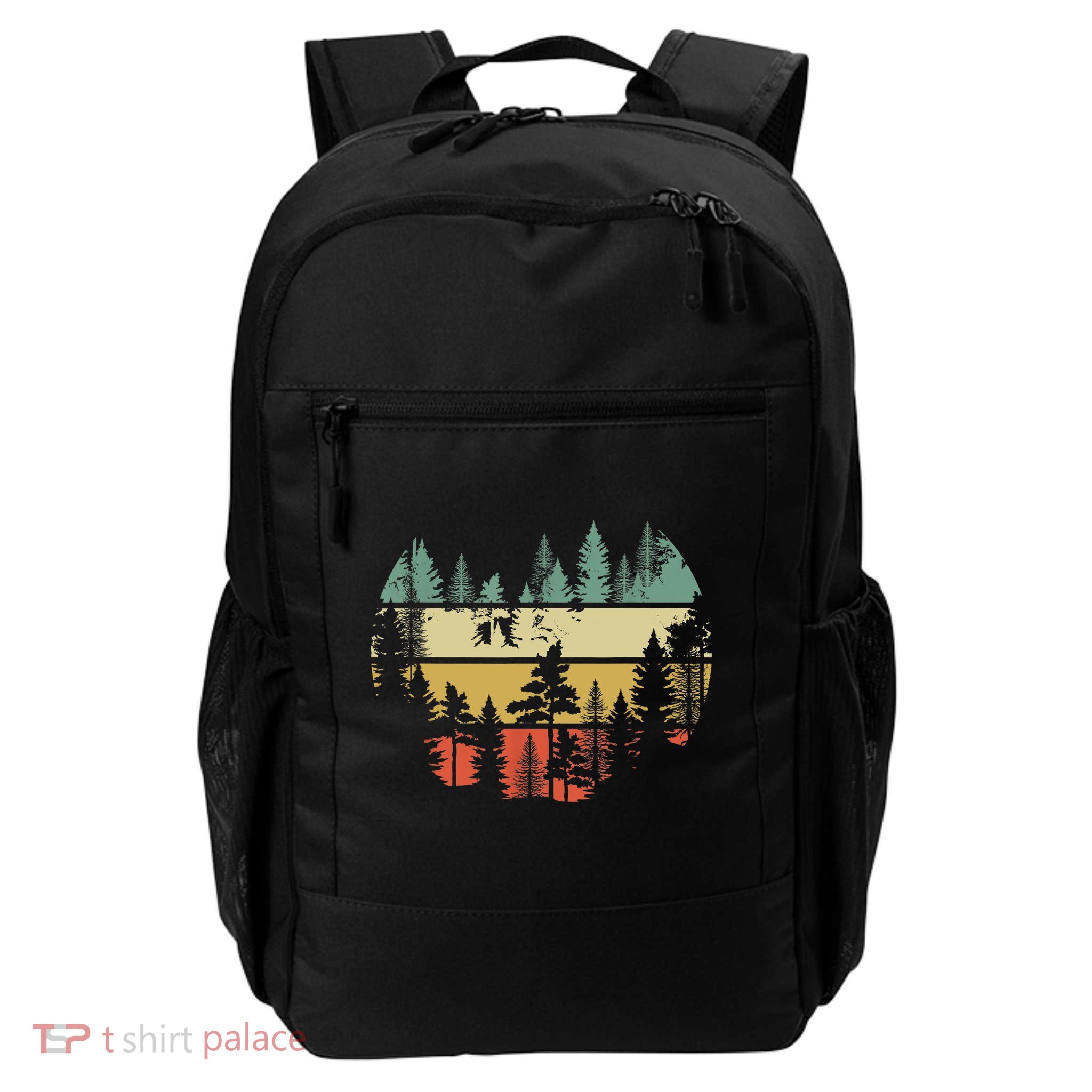 Trees Outdoors Nature Wildlife Retro Forest TShirt Backpack