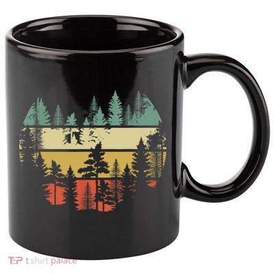 Trees Outdoors Nature Wildlife Retro Forest TShirt 11oz C Handle Ceramic Mug