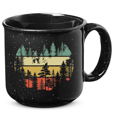 Trees Outdoors Nature Wildlife Retro Forest TShirt 15oz Campfire Ceramic Mug