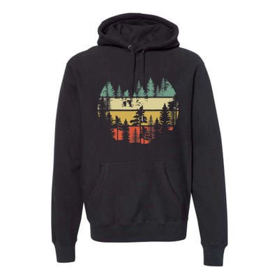 Trees Outdoors Nature Wildlife Retro Forest TShirt Premium Hoodie